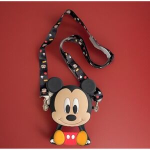 Disney Mickey Mouse Coin Purse Silicone Mini Crossbody Bag Adjustable, Zipper